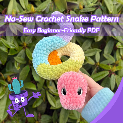 No-Sew Crochet Snake Pattern - Easy Beginner-Friendly PDF